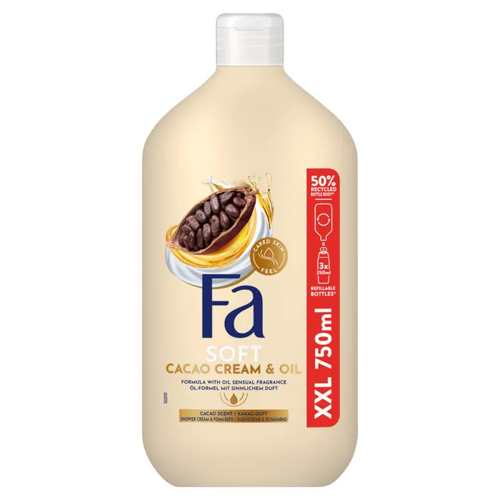 Fa Soft Cocoa Cream & Oil krémtusfürdő és habfürdő kakaó illattal