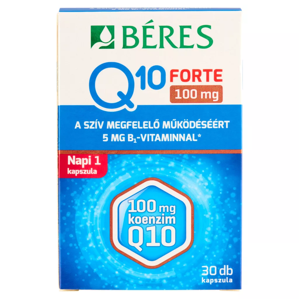 Bérés Q10 Forte 100 mg kapszula koenzim Q10-et és B₁-vitamint tartalmazó étrend-kiegészítő