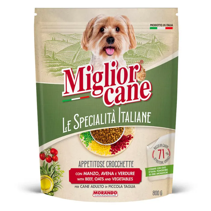Migliorcane száraz kutyaeledel marhahússal, zöldségekkel, olasz fűszerekkel