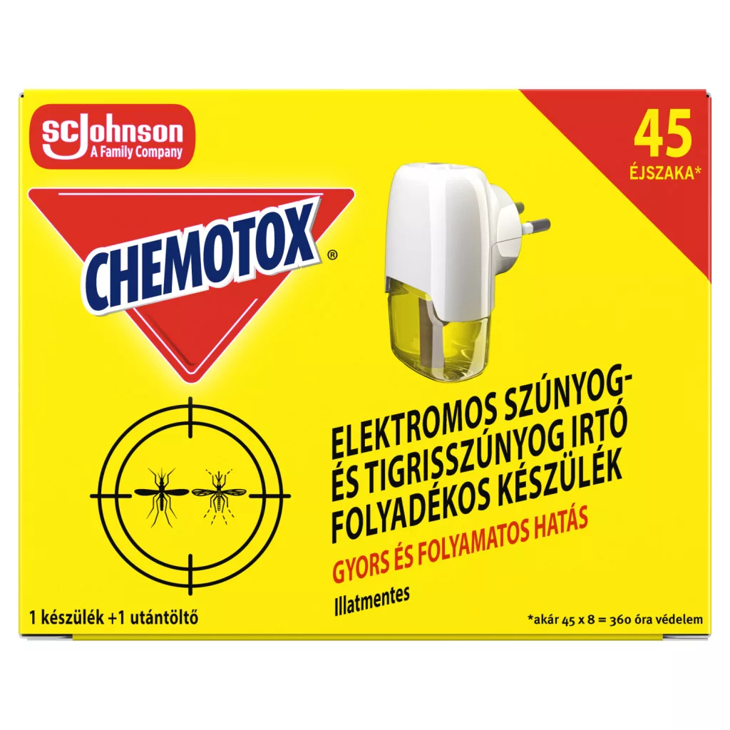 Chemotox illatmentes elektromos szúnyog- és tigrisszúnyog irtó folyadékos készülék