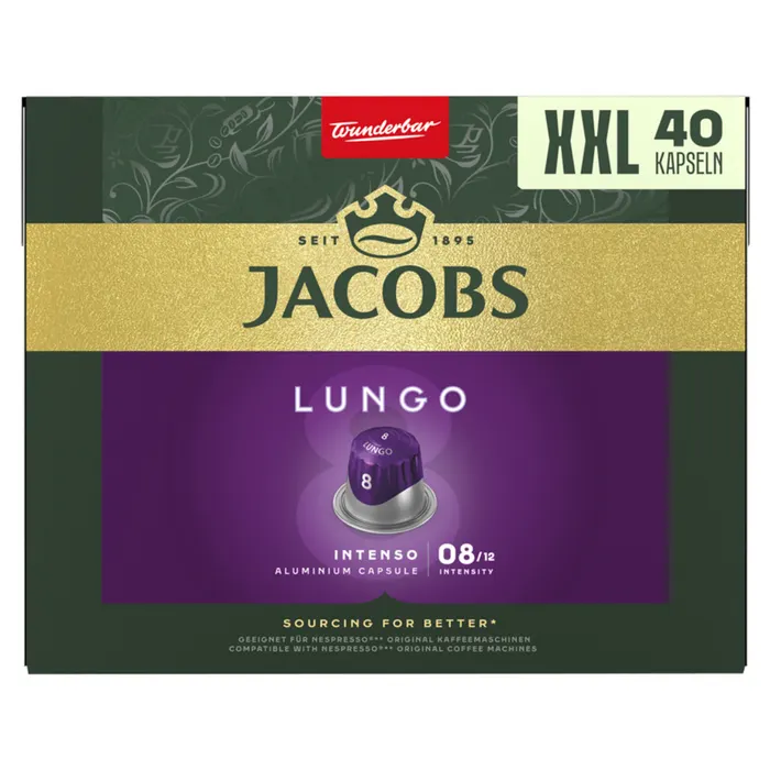 Jacobs Lungo Intenso őrölt-pörkölt kávé kapszulában