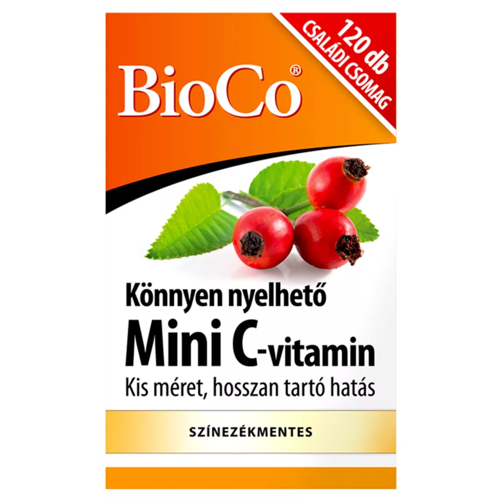BioCo könnyen nyelhető csipkebogyós mini C-vitamin étrend-kiegészítő tabletta