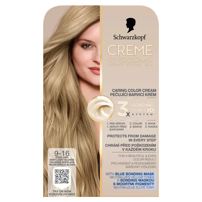 Schwarzkopf Creme Supreme tartós hajfesték 9-16 hűvös hamvas nagyon világosszőke