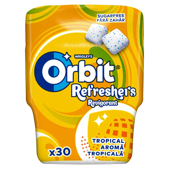 Orbit Refreshers Tropical gyümölcsízű cukormentes rágógumi édesítőszerrel