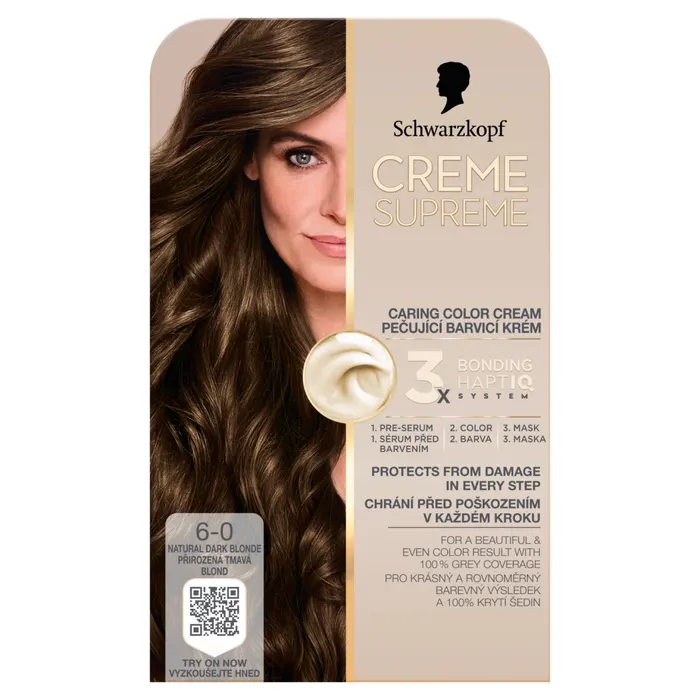 Schwarzkopf Creme Supreme tartós hajfesték 6-0 természetes sötétszőke