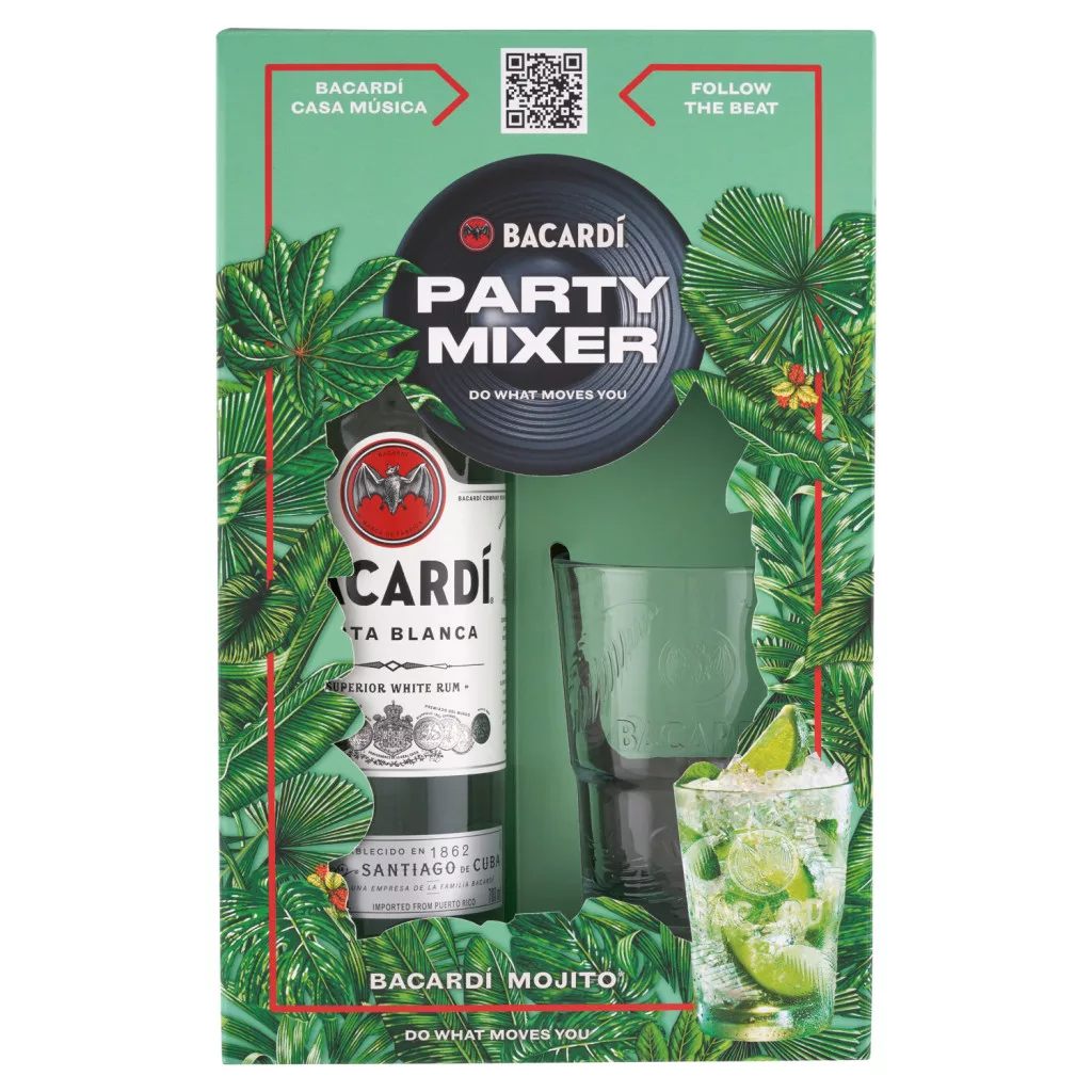 Bacardi Carta Blanca rum + pohár díszdobozban 37,5%