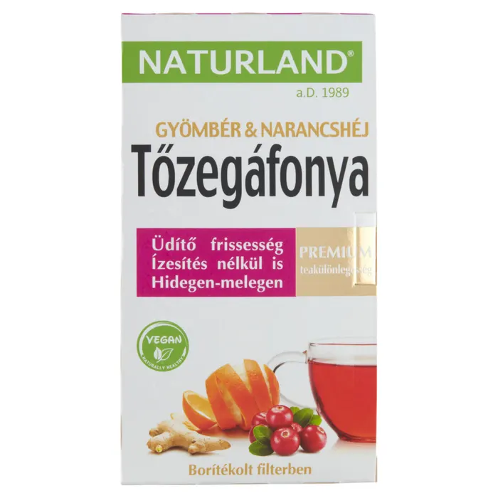 Naturland tőzegáfonya & gyömbér & narancshéj gyümölcstea 20 filter