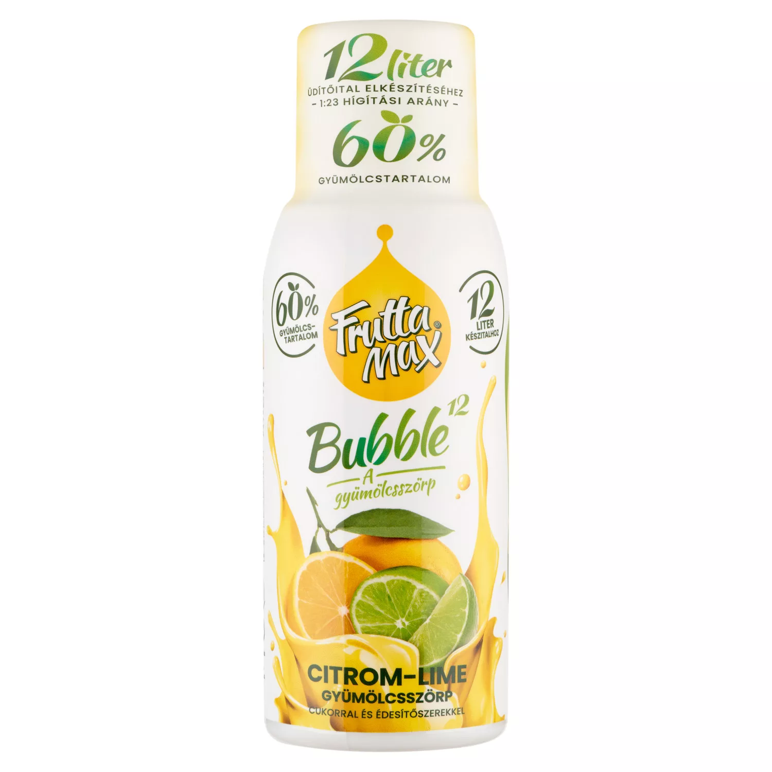 FruttaMax Bubble¹² citrom-lime gyümölcsszörp cukorral és édesítőszerekkel