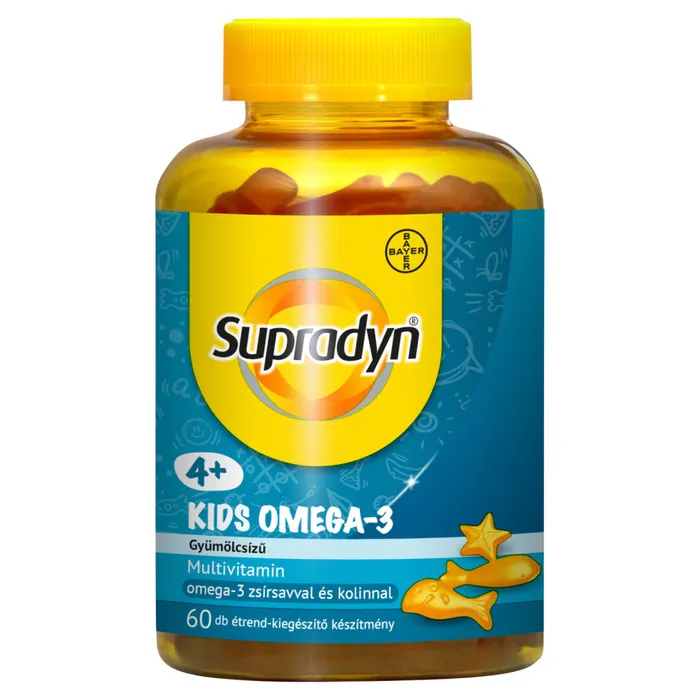 Supradyn Kids gyümölcsízű étrend-kiegészítő multivitamin omega-3-mal és kolinnal
