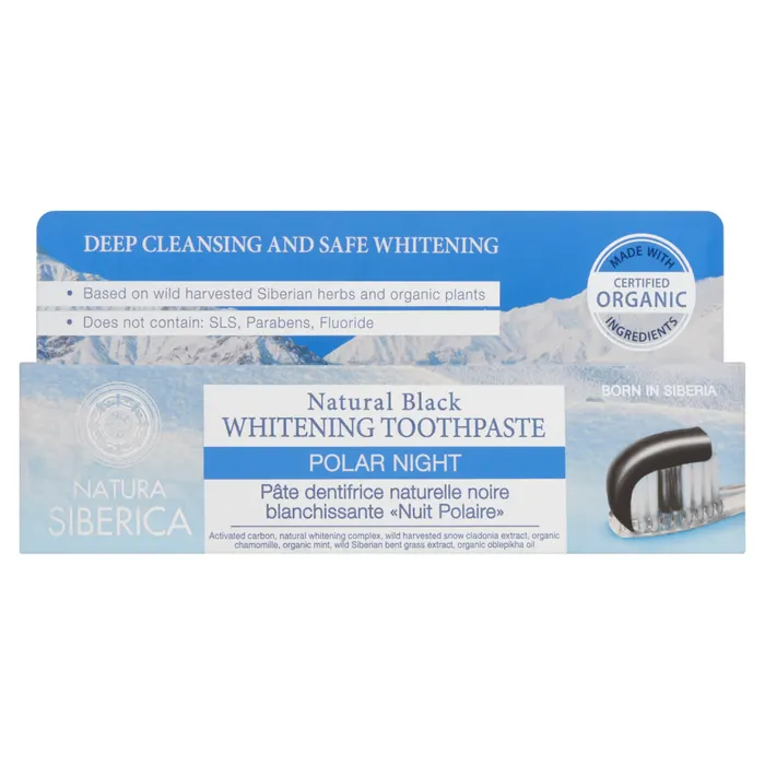 Natura Siberica Polar Night fluoridmentes fekete fogkrém fehérítő hatással
