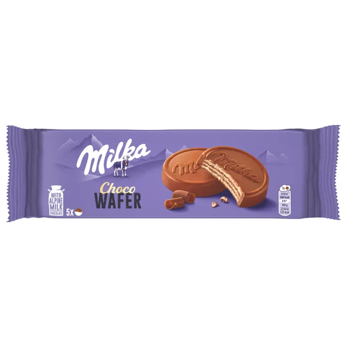 Milka Choco Wafer Alpesi Tejcsokoládéval Bevont Ostya Kakaós Töltelékkel
