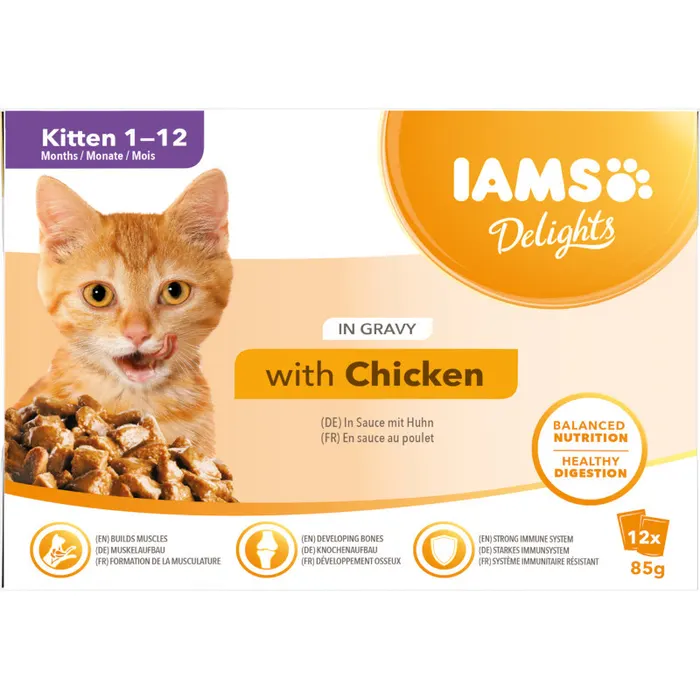 IAMS nedves macskaeledel junior csirkehúsban gazdag, szaftban Delights