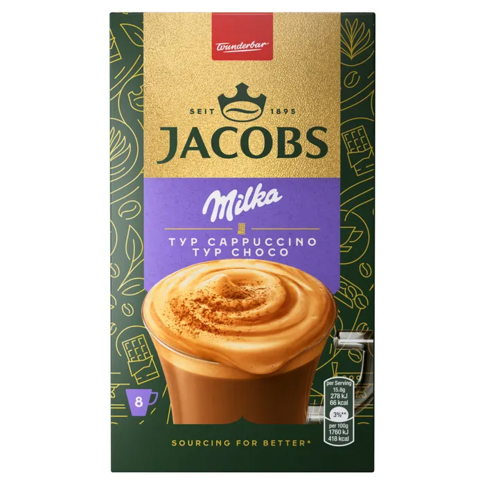 Jacobs Milka csokoládéízű azonnal oldódó kávé- és kakaóitalpor