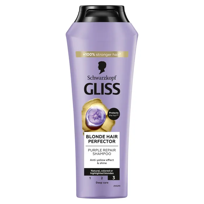 Gliss Blonde Perfector hamvasító sampon peptidkeverékkel és áfonyakivonattal