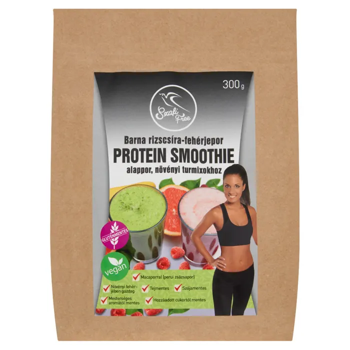 Szafi Free barna rizscsíra-fehérjeporból készült protein smoothie alappor