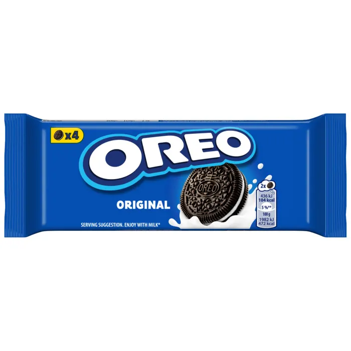 OREO Original Klasszikus Vaníliaízű Töltött Keksz, Útközben is tökéletes, 4 db keksz