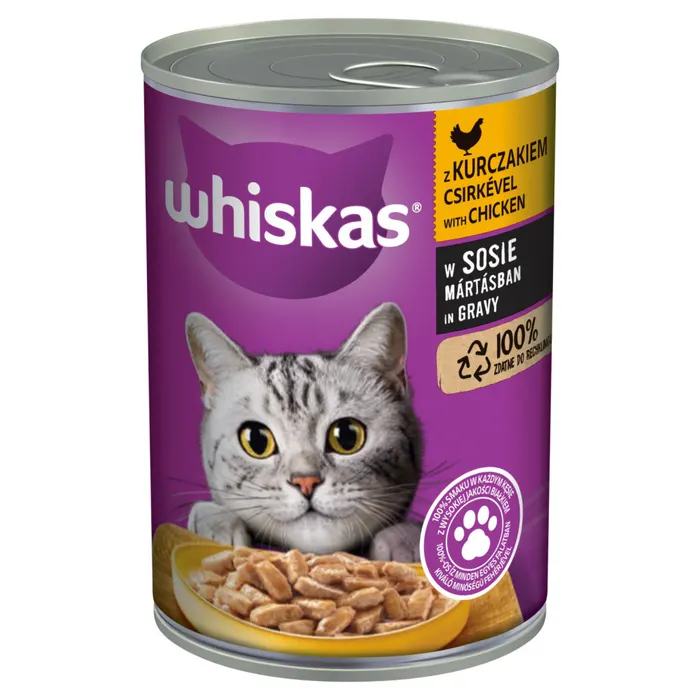 Whiskas teljes értékű nedves eledel felnőtt macskáknak csirkével aszpikban