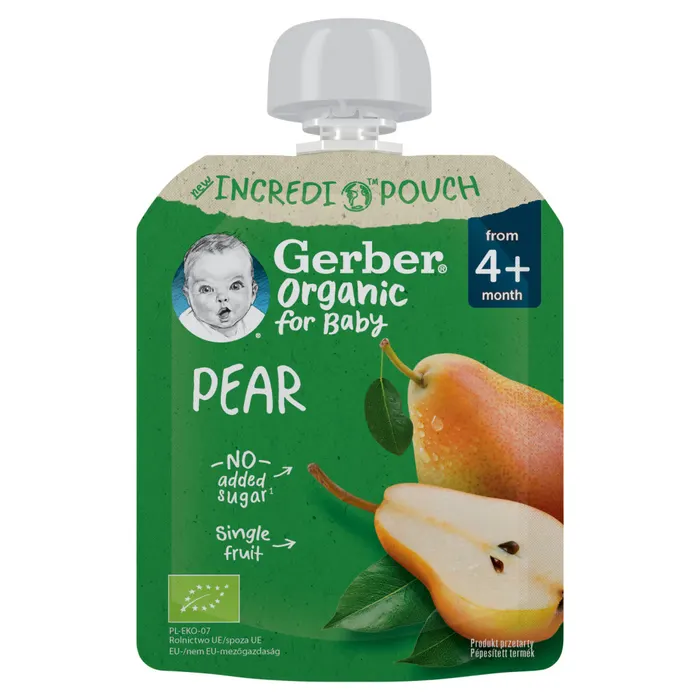 Gerber bio körte gyümölcspüré, 4 hónapos kortól