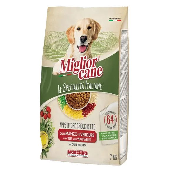 Migliorcane száraz kutyaeledel marhahússal, zöldségekkel, olasz fűszerekkel