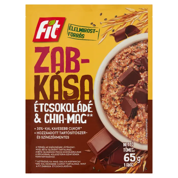 Fit zabkása chia-maggal és étcsokoládéval