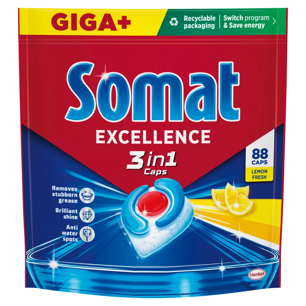 Somat Excellence Lemon Fresh 3in1 gépi mosogatószer kapszula