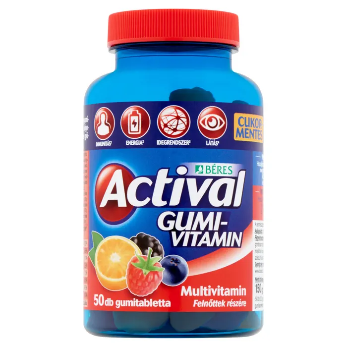 Béres Actival Gumivitamin cukormentes gumitabletta étrend-kiegészítő multivitamin
