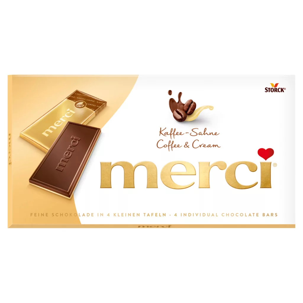 Merci kávés-tejszínes csokoládé fehér csokoládé rétegen