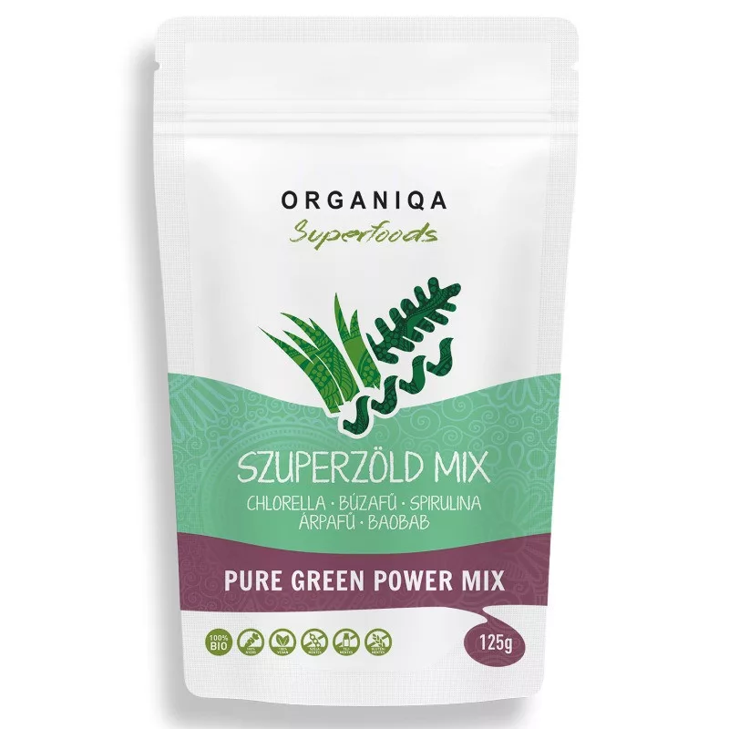 Organiqa Superfoods 100% BIO, nyers zöld növényi keverék