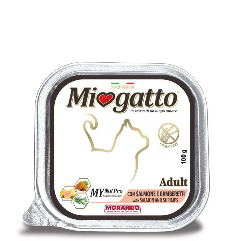 Miogatto Páté pástétom lazac és rák Sensitive cicáknak