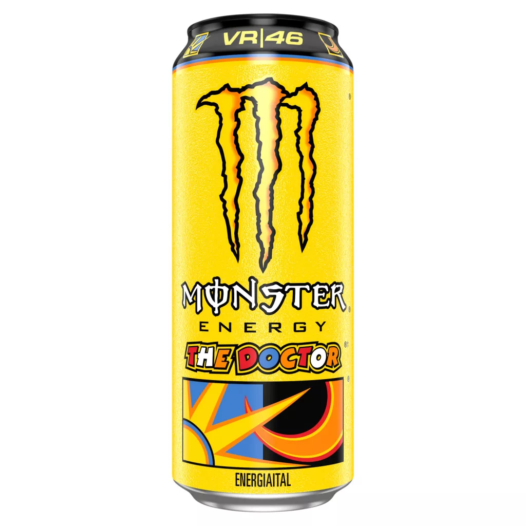 Monster Energy The Doctor Rossi VR 46 szénsavas ital koffeinnel cukrokkal és édesítőszerrel