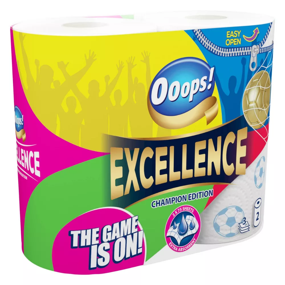 Ooops! Excellence Champion Edition háztartási papírtörlő 3 rétegű 2 tekercs