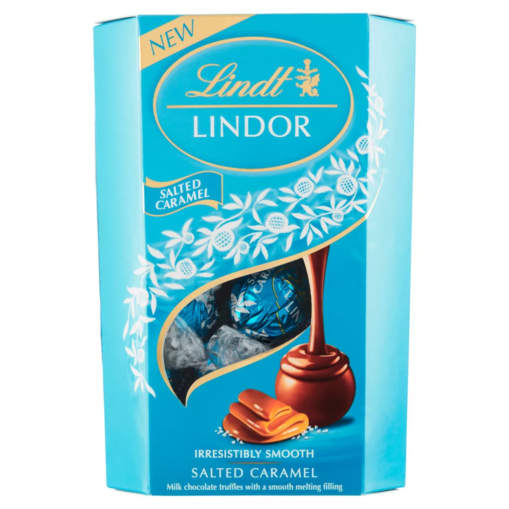 Lindt tejcsokoládé sókristályokkal és lágyan olvadó karamellás töltelékkel
