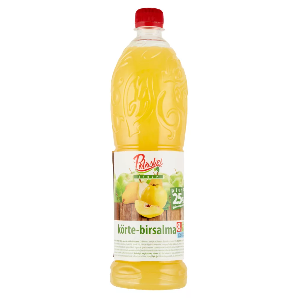 Pölöskei körte-birsalma ízű szörp, cukorral és édesítőszerrel