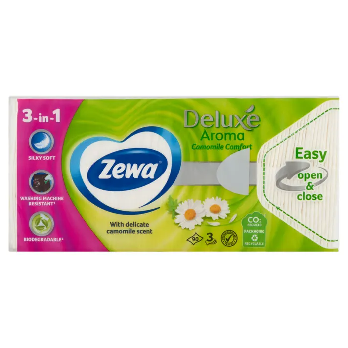 Zewa Deluxe Aroma Camomile Comfort illatosított papír zsebkendő 3 rétegű
