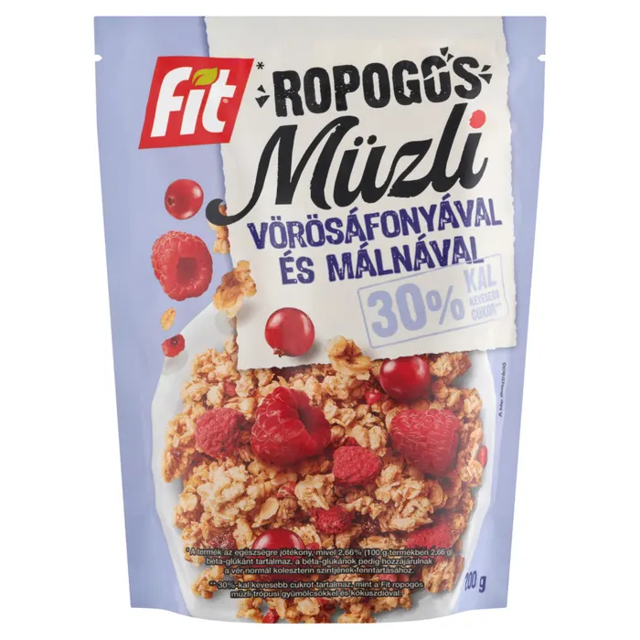 Fit ropogós müzli vörösáfonyával és málnával