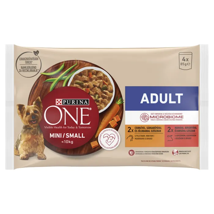 Purina One Mini teljes értékű állateledel mini és kistestű felnőtt kutyák számára
