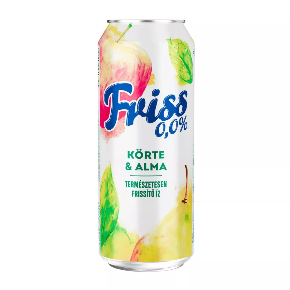 Borsodi Friss 0,0% körte-alma ízű ital és alkoholmentes világos sör keveréke