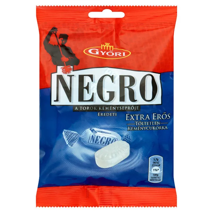 Győri Negro extra erős töltetlen keménycukorka