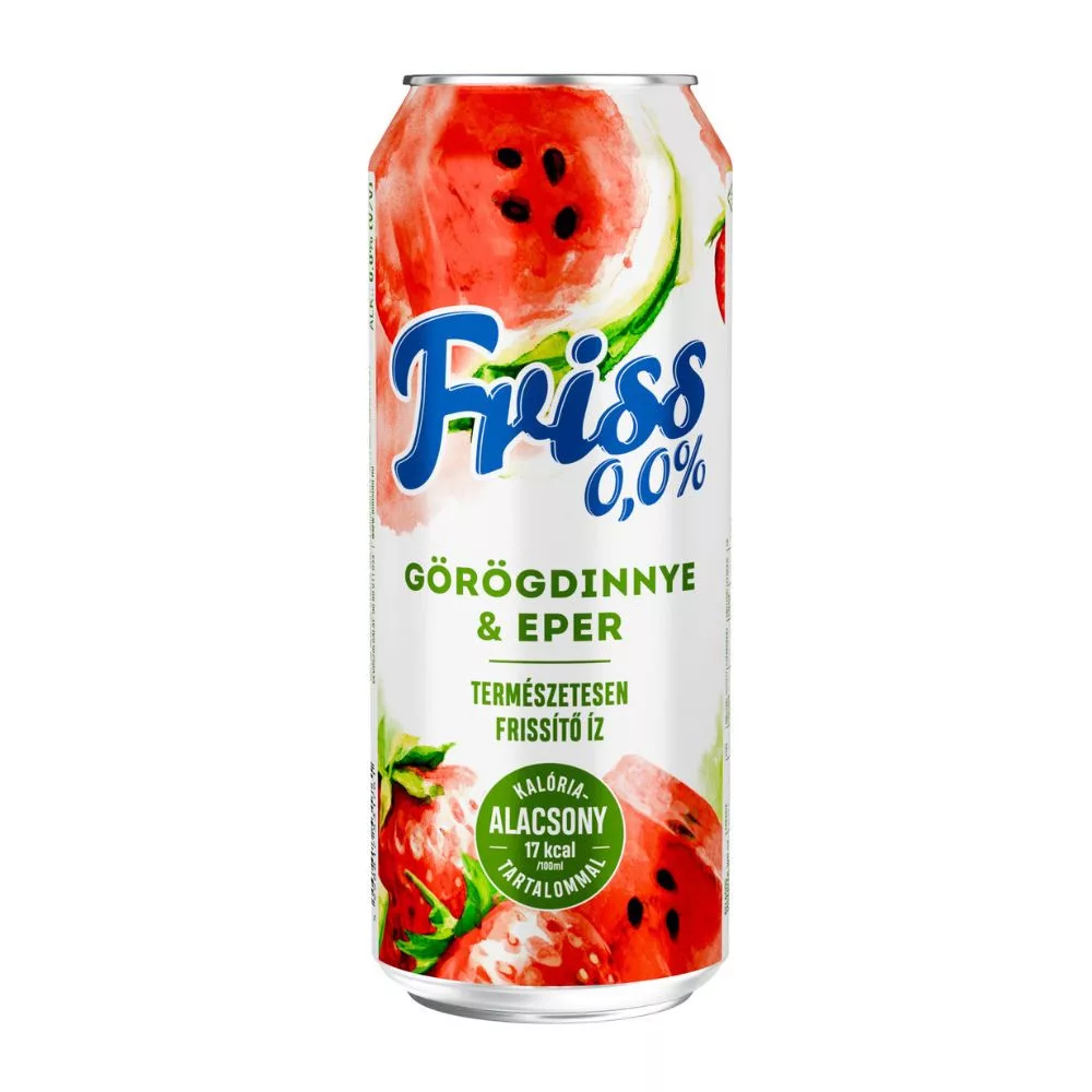 Borsodi Friss 0,0% görögdinnye-eper ízű ital és alkoholmentes világos sör keveréke