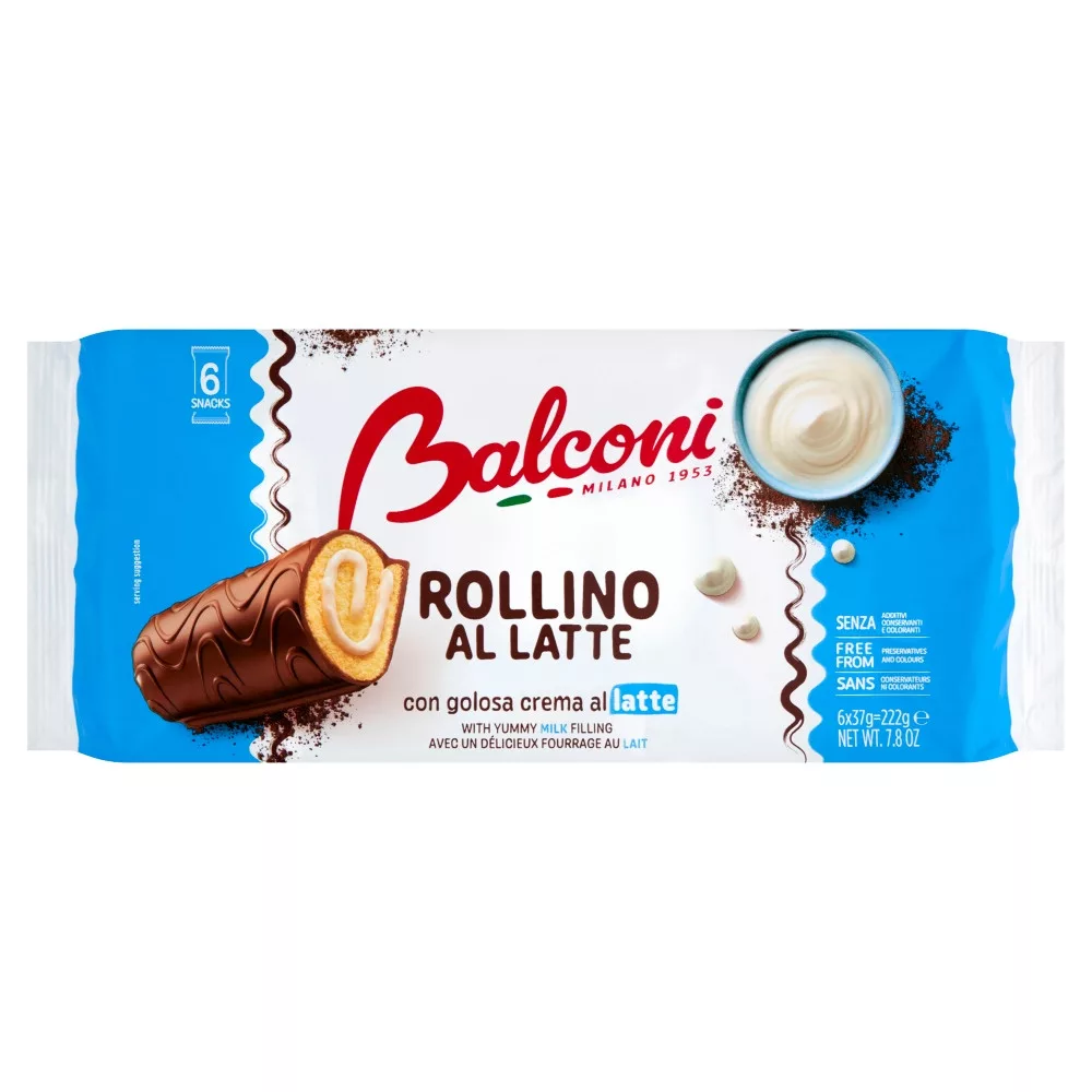 Balconi piskótatekercs 222g rollino latte - csokimártott tejszínes kr.