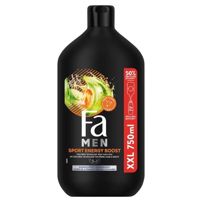 Fa Men Energy Boost tusfürdő és habfürdő testre, hajra és arcra guarana illattal