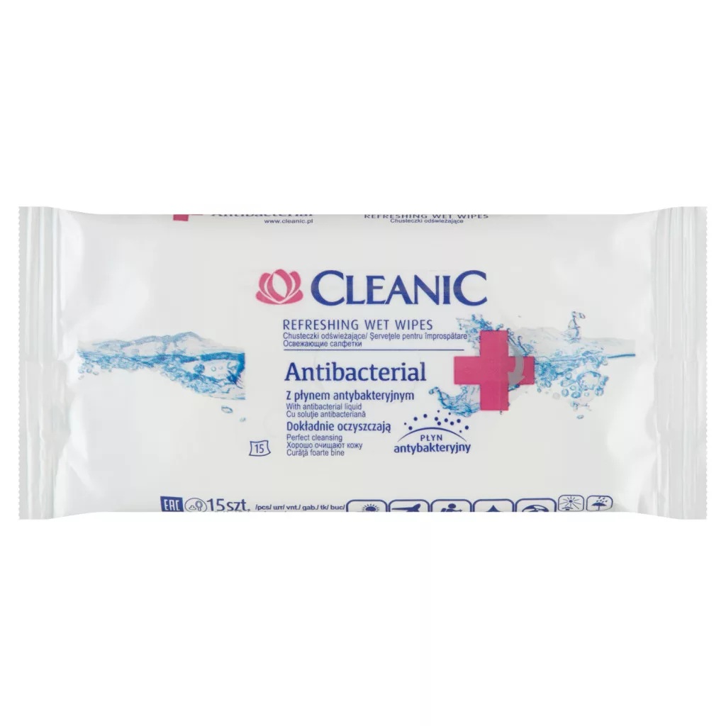 Cleanic Antibacterial nedvesített frissítő törlőkendő