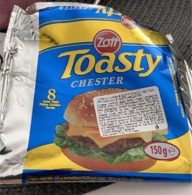 Toasty Chester szeletelt, cheddar ízű, zsíros ömlesztett sajt 8 x 18,75 g (150 g)