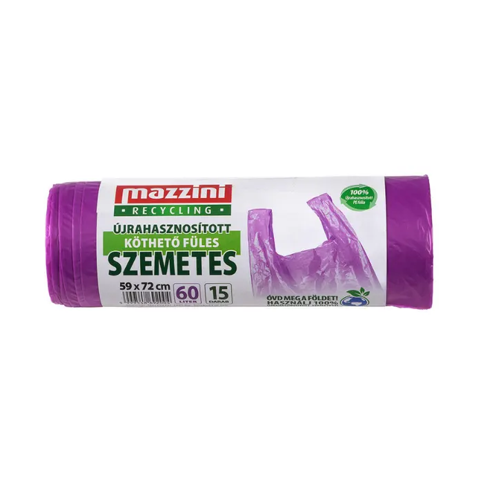 Mazzini szemeteszsák 15 db/roll újrahasznosított köthető füles