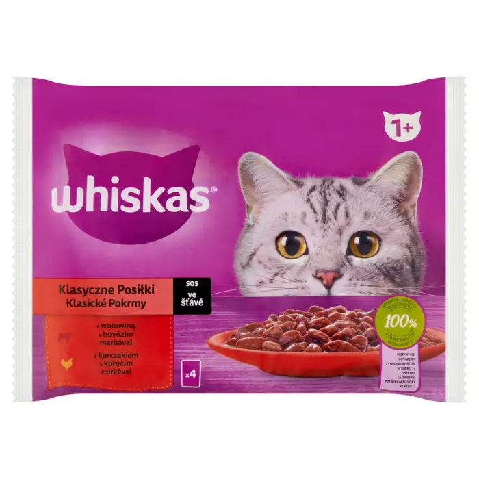 Whiskas 1+ Klasszikus Ételek teljes értékű nedves eledel felnőtt macskáknak