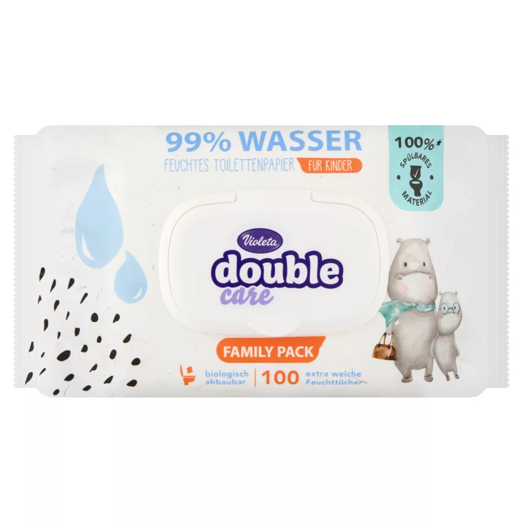 Violeta Double Care 99% vizet tartalmazó nedves WC-papír gyerekeknek