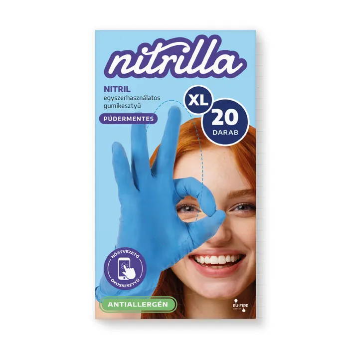 Nitrilla antiallergén gumikesztyű XL Kék