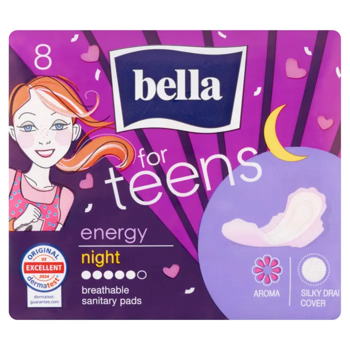 Bella For Teens Energy Night illatosított, ultravékony, fokozottan nedvszívó egészségügyi betét