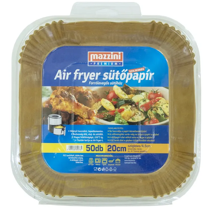 Mazzini Prémium sütőpapír Air Fryer szögletes 20cm