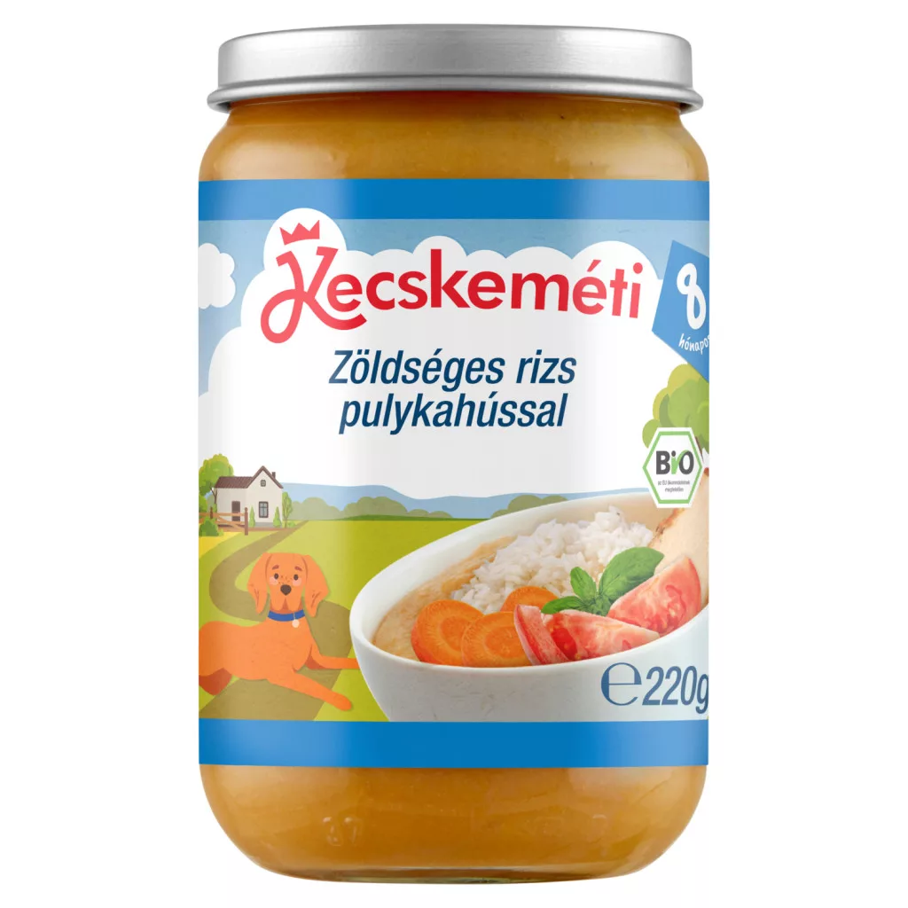 Kecskeméti bio zöldséges rizs pulykahússal bébiétel 8 hónapos kortól